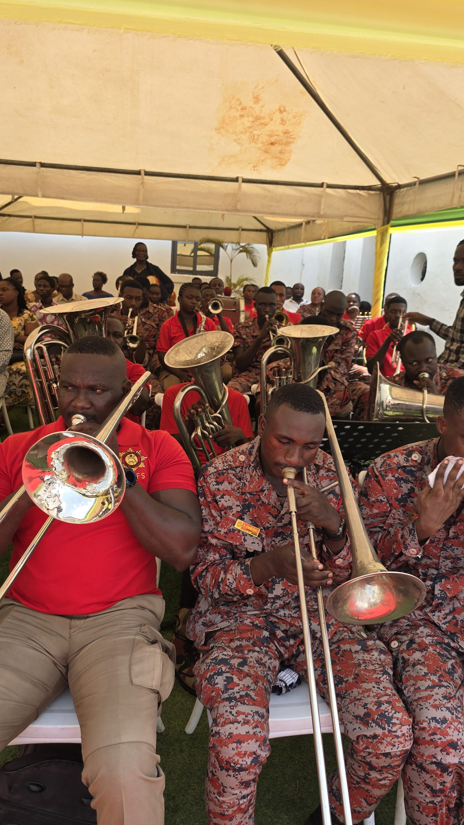 The brass band in full voice at the ceremony